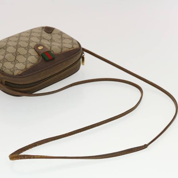 GUCCI GG Canvas Web Sherry Line Shoulder Bag Beige Red Green Auth 43903 - Picture 7 of 16